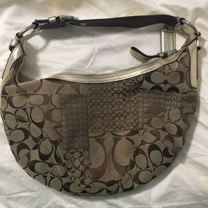 Coach brown and gold hobo tote